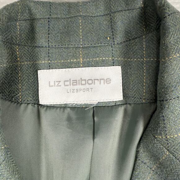 Vintage Liz Claiborne Lizsport Green Plaid Blazer Size Small - Picture 7 of 10